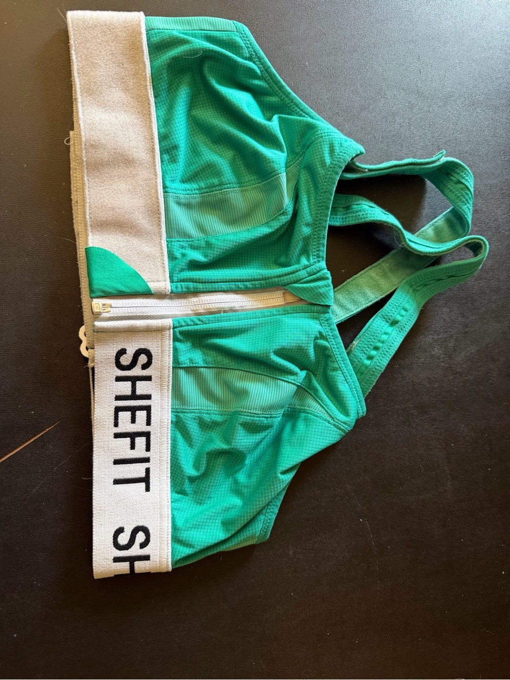 Shefit emerald green branded elastic sports bra